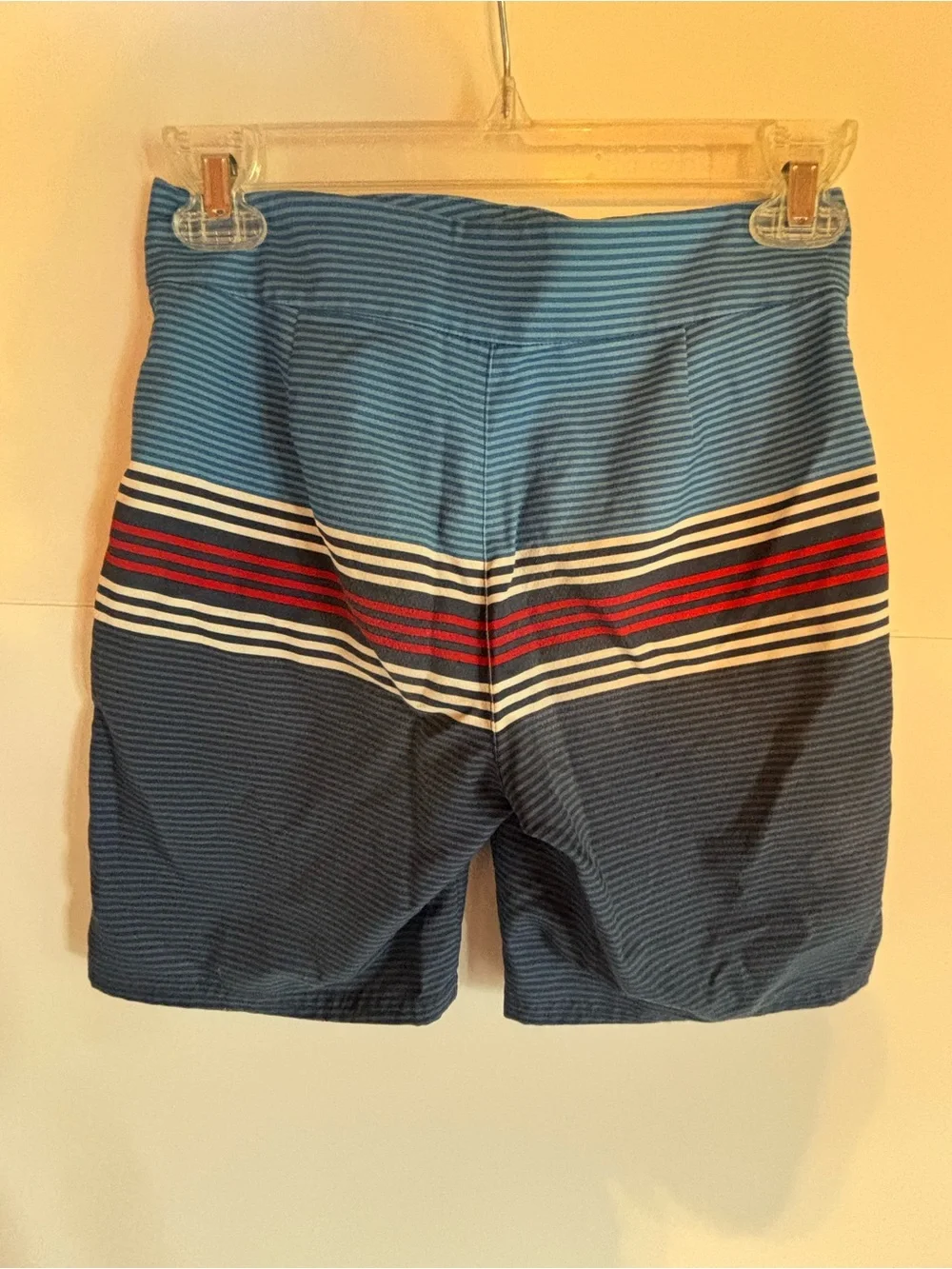 BOYS Blue Striped Swim Trunks, size M